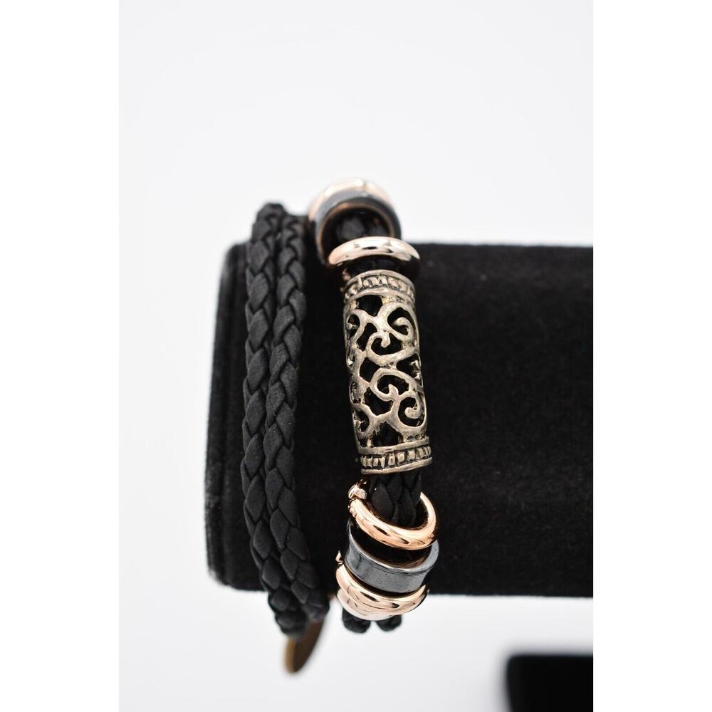 Mac Mode Cable Bracelet Rose Gold Plastic Metal Thick Chunky Italy Signed BinAW
